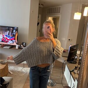 Free People Gray Off-the-Shoulder Sweater